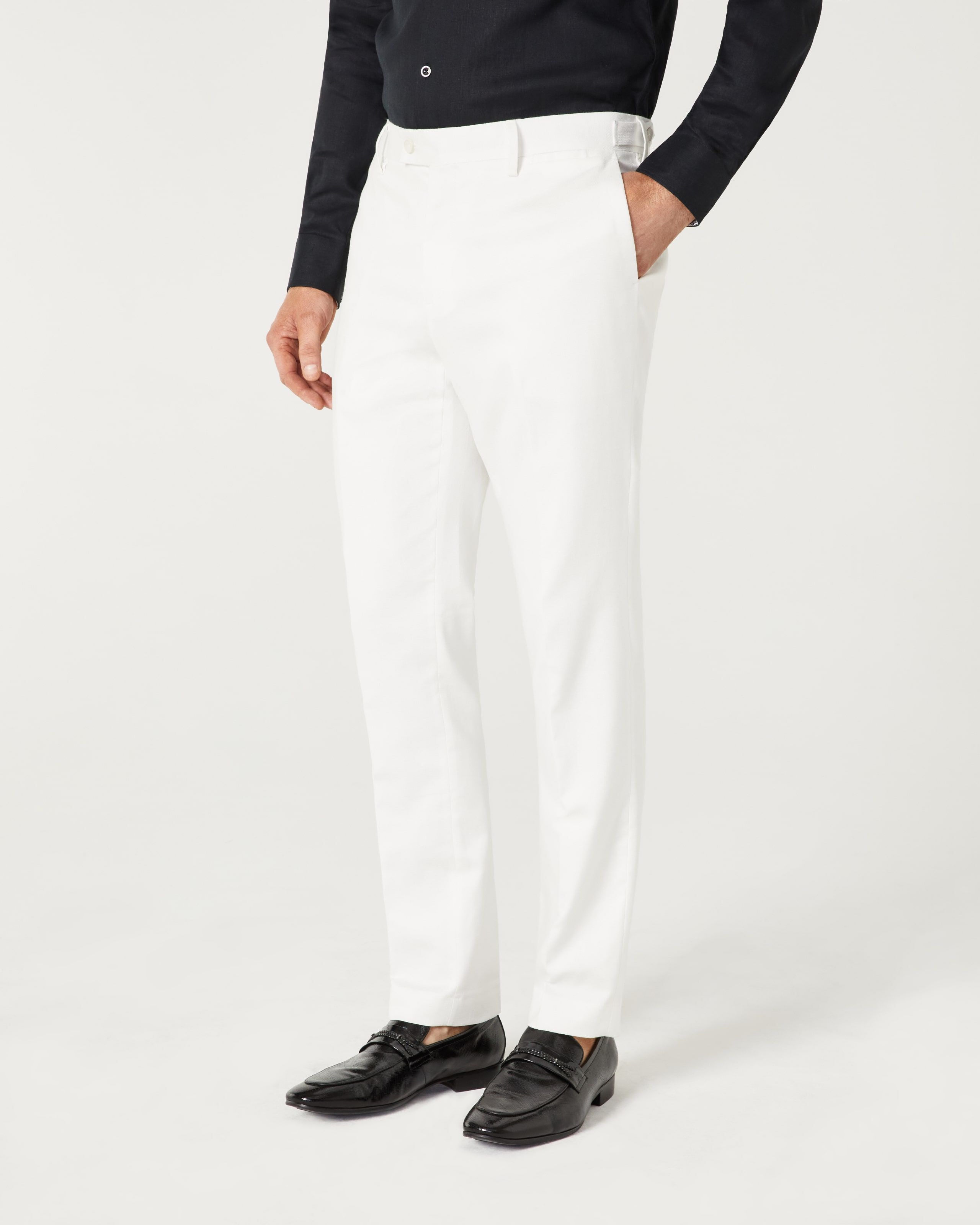 Relaxed Slim Linen Blend Tailored Pant Ivory Suit Pants Politix